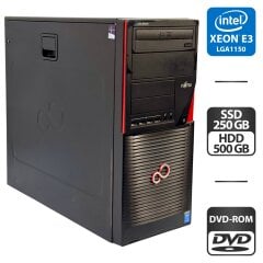 Робоча станція Fujitsu Celsius W530 Workstation Tower / Intel Xeon E3-1246 v3 (4 (8) ядра по 3.5 - 3.9 GHz) / 16 GB DDR3 / 250 GB SSD + 500 GB HDD / Intel HD Graphics P4600/ DVD-ROM / 380W