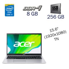 Ультрабук Acer Aspire A315-58 / 15.6" (1920x1080) TN / Intel Core i3-1115G4 (2 (4) ядра по 4.1 GHz) / 8 GB DDR4 / 256 GB SSD / UHD-Graphics Intel Core 11 Generations / WebCam / DVD-ROM