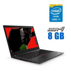 Ультрабук Lenovo ThinkPad T480s / 14" (1920x1080) IPS / Intel Core i7-8550U (4 (8) ядра по 1.8 - 4.0 GHz) / 8 GB DDR4 / 120 GB SSD / Intel UHD Graphics 620 / WebCam