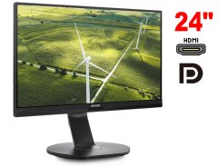 Монитор Philips 241B7QGJEB/00 / 24" (1920x1080) IPS / 1x HDMI, 1x DisplayPort, 1x DVI, 1x VGA, 4x USB 3.0, 2x Audio / 2x 2.0W / VESA 100x100 / Pivot