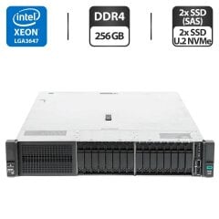 Сервер HP ProLiant DL380 Gen10 (8x 2.5 SFF, 8x 2.5 U2 NVMe) 2U Rack / 2x Intel Xeon Gold 6138 (20 (40) ядра по 2.0 - 3.7 GHz) / 256 GB DDR4 / 2x 800 GB SSD (SAS) + 2x 1920 SSD U.2 NVMe / RAID HP Smart Array P408 / 2x 500W + 2 корзины для HDD