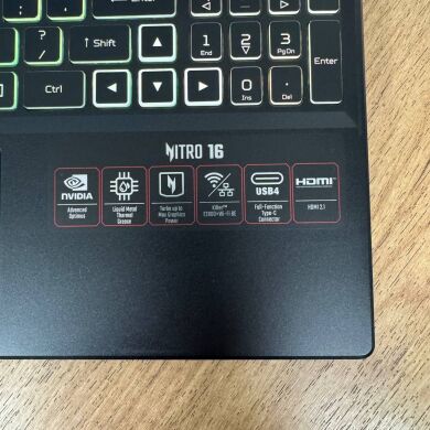 Ігровий ноутбук Acer Nitro 16 AN16-41 / 16" (2560x1600) IPS / AMD Ryzen 7 7735HS (8 (16) ядер по 3.2 - 4.75 GHz) / 16 GB DDR5 / 1000 GB SSD NVMe / nVidia GeForce RTX 4070, 8 GB GDDR6, 128-bit / WebCam