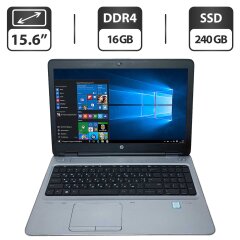 Ноутбук Б-класс HP ProBook 650 G3 / 15.6" (1366x768) TN / Intel Core i5-7200U (2 (4) ядра по 2.5 - 3.1 GHz) / 16 GB DDR4 / 240 GB SSD / Intel HD Graphics 620 / WebCam / VGA / АКБ NEW