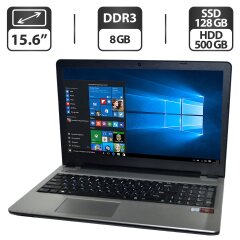 Ноутбук Pegatron D15S PlaidBook / 15.6" (1366x768) TN / Intel Core i5-6200U (2 (4) ядра по 2.3 - 2.8 GHz) / 8 GB DDR3 / 128 GB SSD M.2 + 500 GB HDD / Intel HD Graphics 520 / WebCam / VGA