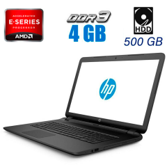 Ноутбук Б-класс HP 17-p090ng / 17.3" (1600x900) TN / AMD E1-6010 (2 ядра по 1.35 GHz) / 4 GB DDR3 / 500 GB HDD / AMD Radeon R2 Graphics / WebCam / DVD-ROM / NEW АКБ