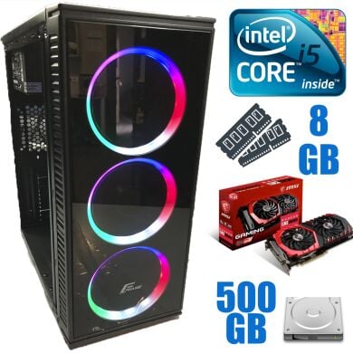 Frime Bastion Tower new / Intel Core i5-4570 (4 ядра по 3.2 - 3.6 GHz) / 8GB DDR3 / 500GB HDD new / Radeon RX580 8GB / 500W