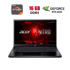 Ігровий ноутбук Acer Nitro V 15 ANV15-41-R6HP / 15.6" (1920x1080) IPS / AMD Ryzen 5 7535HS (6 (12) ядер по 3.3&nbsp;- 4.55&nbsp;GHz) / 16 GB DDR5 / 512 GB SSD / nVidia GeForce RTX 4050, 6 GB GDDR6, 96-bit / WebCam