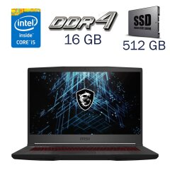 Игровой ноутбук Б-класс MSI GF65 Thin 10UE / 15.6" (1920x1080) IPS / Intel Core i5-10500H (6 (12) ядер по 2.5 - 4.5 GHz) / 16 GB DDR4 / 512 GB SSD / nVidia GeForce RTX 3060, 6 GB GDDR6, 192-bit / WebCam