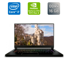 Ігровий ноутбук Б-класс MSI GS65 Stealth Thin 8RF / 15.6" (1920x1080) IPS / Intel Core i7-8750H (6 (12) ядер по 2.2 - 4.1 GHz) / 16 GB DDR4 / 512 GB SSD / nVidia GeForce GTX 1070 Max-Q, 8 GB GDDR5, 256-bit / HDMI / WebCam