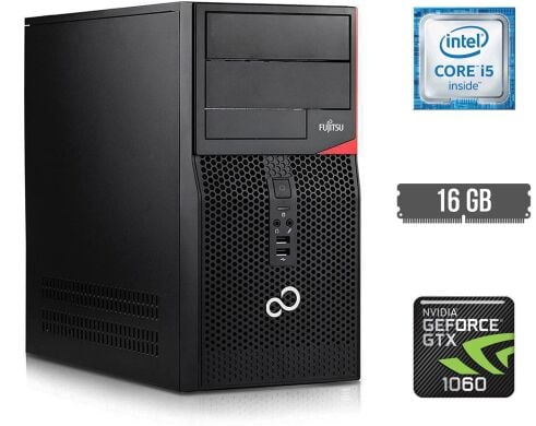 Ігровий ПК Fujitsu Tower / Intel Core i5-6400 (4 ядра по 2.7 - 3.3 GHz) / 16 GB DDR4 / 250 GB SSD + 500 GB HDD / nVidia GeForce GTX 1060, 6 GB GDDR5, 192-bit / HDMI / DisplayPort