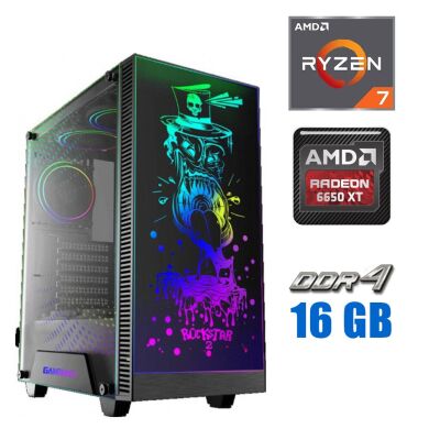 Ігровий ПК Tower NEW / AMD Ryzen 7 1800X (8 (16) ядер по 3.6 - 4.0 GHz) / 32 GB DDR4 NEW / 512 GB SSD NEW / AMD Radeon RX 6650 XT, 4 GB GDDR6, 128-bit NEW / 600W NEW