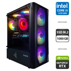 Игровой ПК Zalman N4 Black RGB Tower / Intel Core i5-12400F (6 (12) ядер по 2.5 - 4.4 GHz) / 16 GB DDR4 / 1000 GB SSD M.2 / nVidia GeForce RTX 3060 Ti, 8 GB GDDR6, 256-bit / 750W
