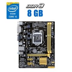 Комплект: Материнська плата Asus H81M-K / LGA1150 / Intel Core i5-4570 (4 ядра по 3.2 - 3.6 GHz) / 8 GB DDR3 + Кулер