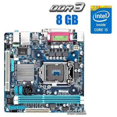 Комплект: материнская плата Gigabyte GA-H61N-D2V / LGA1155 / Intel Core i5-2300 (4 ядра по 2.8 - 3.1 GHz) / 8 GB DDR3 / Intel HD Graphics 2000 + Кулер