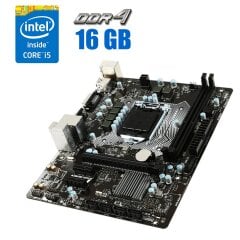 Комплект: материнская плата MSI H110M PRO-VD / LGA1151 / Intel Core i5-7400 (4 ядра по 3.0 - 3.5 GHz) / 16 GB DDR4 / Intel HD Graphics 630 + Кулер