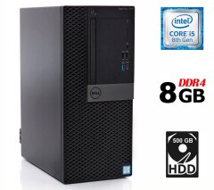 Комп'ютер Dell OptiPlex 7060 Tower / Intel Core i5-8500 (6 ядер по 3.0 - 4.1 GHz) / 8 GB DDR4 / 500 GB HDD / Intel UHD Graphics 630 / 260W / USB 3.1 / DisplayPort
