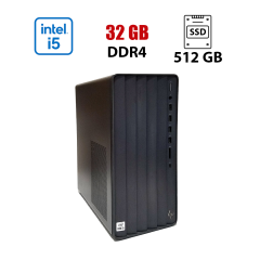 Комп'ютер HP Envy TE01-1214 Tower / Intel Core i5-10400 (6 (12) ядер по 2.9 - 4.3 GHz) / 32 GB DDR4 / 512 GB SSD NVMe / Intel UHD Graphics 630 / Win 10 Lic