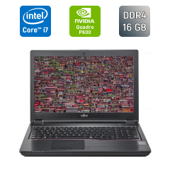 Мобільна робоча станція Б-клас Fujitsu Celsius H780 / 15.6" (1920x1080) IPS / Intel Core i7-8750H (6 (12) ядер по 2.2 - 4.1 GHz) / 16 GB DDR4 / 512 GB SSD / nVidia Quadro P600, 4 GB GDDR5, 128-bit / HDMI / VGA / USB Type-C / WebCam