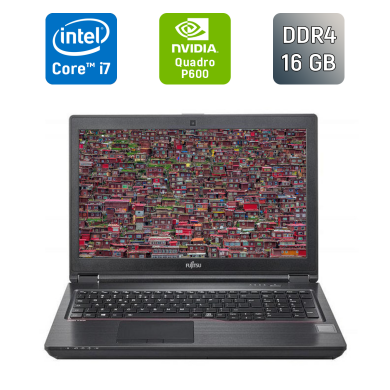 Мобільна робоча станція Б-клас Fujitsu Celsius H780 / 15.6" (1920x1080) IPS / Intel Core i7-8750H (6 (12) ядер по 2.2 - 4.1 GHz) / 16 GB DDR4 / 512 GB SSD / nVidia Quadro P600, 4 GB GDDR5, 128-bit / HDMI / VGA / USB Type-C / WebCam