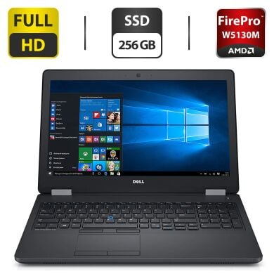 Мобільна робоча станція Dell Precision 3510 / 15.6" (1920x1080) IPS / Intel Core i7-6700HQ (4 (8) ядра по 2.6 - 3.5 GHz) / 8 GB DDR4 / 256 GB SSD / AMD FirePro W5130M, 2 GB GDDR5, 128-bit / WebCam / HDMI