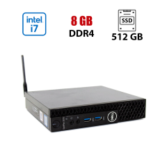 Неттоп Dell OptiPlex 3070 Micro USFF / Intel Core i7-9700T (8 ядер по 2.0 - 4.3 GHz) / 8 GB DDR4 / 512 GB SSD / Intel UHD Graphics 630 / DisplayPort / HDMI / Wi-Fi / Win 10 Lic