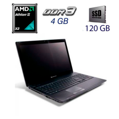 Ноутбук Acer Packard Bell MS2291 / 17.3" (1600x900) TN / AMD Athlon II X2 P320 (2 ядра по 2.1 GHz) / 4 GB DDR3 / 120 GB SSD / ATI Radeon HD 4250 / WebCam / DVD-ROM