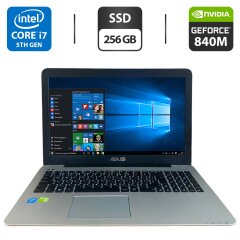 Ноутбук Б-класс Asus K55L / 15.6" (1920x1080) TN / Intel Core i7-5500U (2 (4) ядра по 2.4 - 3.0 GHz) / 12 GB DDR3 / 256 GB SSD / nVidia GeForce 840M, 2 GB GDDR3, 64-bit / WebCam / HDMI