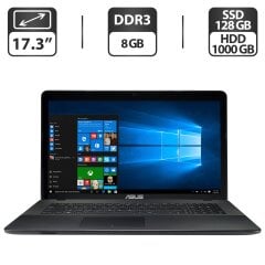 Ноутбук Asus X751LAB / 17.3" (1600x900) TN / Intel Core i3-5005U (2 (4) ядра по 2.0 GHz) / 8 GB DDR3 / 128 GB SSD + 1000 GB HDD / Intel HD Graphics 5500 / WebCam + Беспроводная мышка