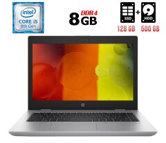 Ноутбук Б-класс HP Probook 640 G4 / 14" (1920x1080) IPS / Intel Core i5-8350U (4 (8) ядра по 1.7 - 3.6 GHz) / 8 GB DDR4 / 128 GB SSD + 500 GB HDD / Intel UHD Graphics 620 / WebCam / Fingerprint / USB 3.1 / HDMI