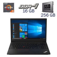 Ноутбук Lenovo ThinkPad E595 / 15.6" (1920x1080) TN / AMD Ryzen 5 3500U (4 (8) ядра по 2.1 - 3.7 GHz) / 16 GB DDR4 / 256 GB SSD / AMD Radeon Vega 8 / WebCam + Бездротова мишка