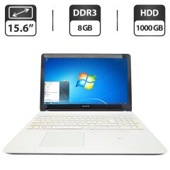 Ноутбук Sony Vaio SVF152 / 15.6" (1366x768) TN / Intel Pentium 2117U (2 ядра по 1.8 GHz) / 8 GB DDR3 / 1000 GB HDD / Intel HD Graphics 2500 / WebCam / DVD-ROM