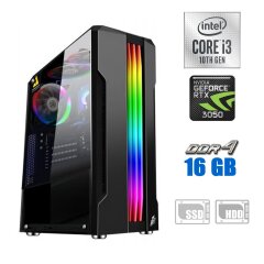 Новий ігровий ПК 1stPlayer Rainbow Tower / Intel Core i3-12100F (4 (8) ядра по 3.3 - 4.3 GHz) / 16 GB DDR4 / 240 GB SSD + 1000 GB HDD / nVidia GeForce RTX 3050, 8 GB GDDR6, 128-bit / 750W 