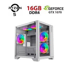 Новий ігровий ПК Ice Infinity Mini White Tower / AMD Ryzen 5 5500 (6 (12) ядер по 3.6 - 4.2 GHz) / 16 GB DDR4 / 480 GB SSD / nVidia GeForce GTX 1070, 8 GB GDDR5, 256-bit
