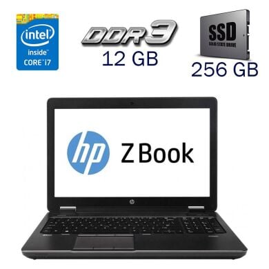 Робоча станція Б-клас HP ZBook 15 G2 / 15.6" (1920x1080) TN / Intel Core i7-4710MQ (4 (8) ядра по 2.5 - 3.5 GHz) / 12 GB DDR3 / 256 GB SSD / nVidia Quadro K610M, 1 GB GDDR5, 64-bit / WebCam