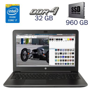 Робоча станція HP zBook 15 G3 / 15.6" (1920x1080) TN / Intel Core i7-6820HQ (4 (8) ядра по 2.7 - 3.6 GHz) / 32 GB DDR4 / 960 GB SSD / nVidia Quadro M1000M, 2 GB GDDR5, 128-bit / WebCam