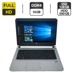 Ультрабук Б-клас HP ProBook 440 G3 / 14" (1920x1080) TN / Intel Core i5-6200U (2 (4) ядра по 2.3 - 2.8 GHz) / 16 GB DDR4 / 128 GB SSD + 500 GB HDD / Intel UHD Graphics 520 / WebCam / VGA