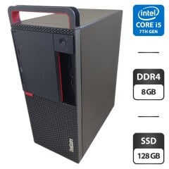Компьютер Lenovo ThinkCentre M910T Tower / Intel Core i5-7500 (4 ядра по 3.4 - 3.8 GHz) / 8 GB DDR4 / 128 GB SSD / Intel HD Graphics 630 / Wi-Fi / DVD-ROM
