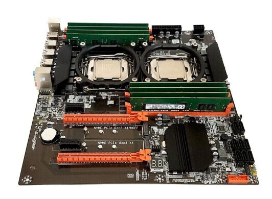 Комплект: Материнська плата ZX-DU99D4_V1.31 + 2x Intel Xeon E5-2660 v4 (14 (28) ядер по 2.0 - 3.2 GHz) + 64 GB DDR4