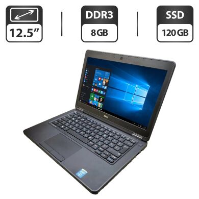 Нетбук Б-клас Dell Latitude E5250 / 12.5" (1366x768) TN / Intel Core i5-5300U (2 (4) ядра по 2.3 - 2.9 GHz) / 8 GB DDR3 / 120 GB SSD / Intel HD Graphics 5500 / WebCam / HDMI