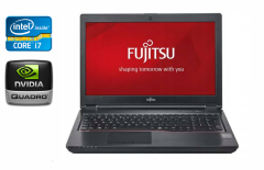 Мобільна робоча станція Fujitsu Celsius H7510 / 15.6" (1920x1080) IPS / Intel Core i7-10850H (6 (12) ядер по 2.7 - 5.1 GHz) / 32 GB DDR4 / 512 GB SSD + 512 GB SSD / nVidia Quadro T1000, 4 GB GDDR6, 128-bit / WebCam / Windows 10