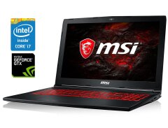 Игровой ноутбук Б-класс MSI GL62VR 7RFX / 15.6" (1920x1080) TN / Intel Core i7-7700HQ (4 (8) ядра по 2.8 - 3.8 GHz) / 16 GB DDR4 / 480 GB SSD / nVidia GeForce GTX 1060, 6 GB GDDR5, 192-bit / WebCam