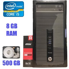 HP 400 G1 MT / Intel Core i5-4570 (4 ядра по 3.2 - 3.6 GHz) / 8 GB DDR3 / 500 GB HDD / Radeon RX 550 2 GB 128-Bit