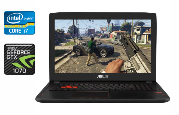 Ігровий ноутбук Asus Strix GL502V / 15.6" (1920x1080) IPS / Intel Core i7-7700HQ (4 (8) ядра по 2.8 - 3.8 GHz) / 16 GB DDR4 / 256 GB SSD + 1000 GB HDD / nVidia GeForce GTX 1070, 8 GB GDDR5, 256-bit / WebCam / Windows 10