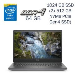 Ігровий ноутбук Dell Precision 7760 / 17.3" (1920x1080) FullHD IPS / Intel Core i7-11850H (8 (16) ядра по 2.5 - 4.8 GHz) / 64 GB DDR4 / 512 GB SSD+512 GB SSD / nVidia RTX A3000, 6 GB GDDR6, 192-bit / WebCam