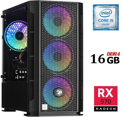 Ігровий ПК Dtop Gaming i567 Tower / Intel Core i5-6400 (4 ядра по 2.7 - 3.3 GHz) / 16 GB DDR4 / 480 GB SSD / AMD Radeon RX 570, 4 GB GDDR5, 256-bit / 500W