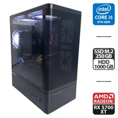 Игровой ПК Prologix GM-01MAB Tower / Intel Core i5-9600K (6 ядер по 3.7 - 4.6 GHz) / 32 GB DDR4 / 250 GB SSD M.2 + 1000 GB HDD / AMD Radeon RX 5700 XT, 8 GB GDDR6, 256-bit / 650W + Кабели подключения, переходник, пульт управления