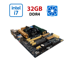 Комплект: Материнська плата Asus Z87-PRO / LGA1150 / Intel Core i7-4770K (4 (8) ядра по 3.5 - 3.9 GHz) / 32 GB DDR3 / Intel HD Graphics 4600 + Кулер