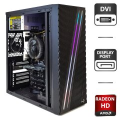 Компьютер AeroCool Streak (Streak-A-BK-v1) Black Tower / AMD Athlon Х4 730 (4 ядра по 2.8 - 3.2 GHz) / 4 GB DDR3 / 500 GB HDD / AMD Radeon HD 7470, 1 GB GDDR5, 64-bit / 400W