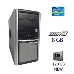 Комп'ютер Hyundai iTMC Pentino Midi Tower / Intel Xeon E3-1225 v3 (4 ядра по 3.2 - 3.6 GHz) (Аналог Intel Core i7-2600) / 8 GB DDR3 / 120 GB SSD NEW / 300W