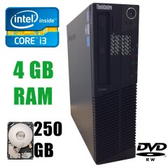 Lenovo M92 DT / Intel® Core™ i3-3220 (2(4) ядра по 3.30GHz) / 4GB DDR3 / 250GB HDD / DVD-RW